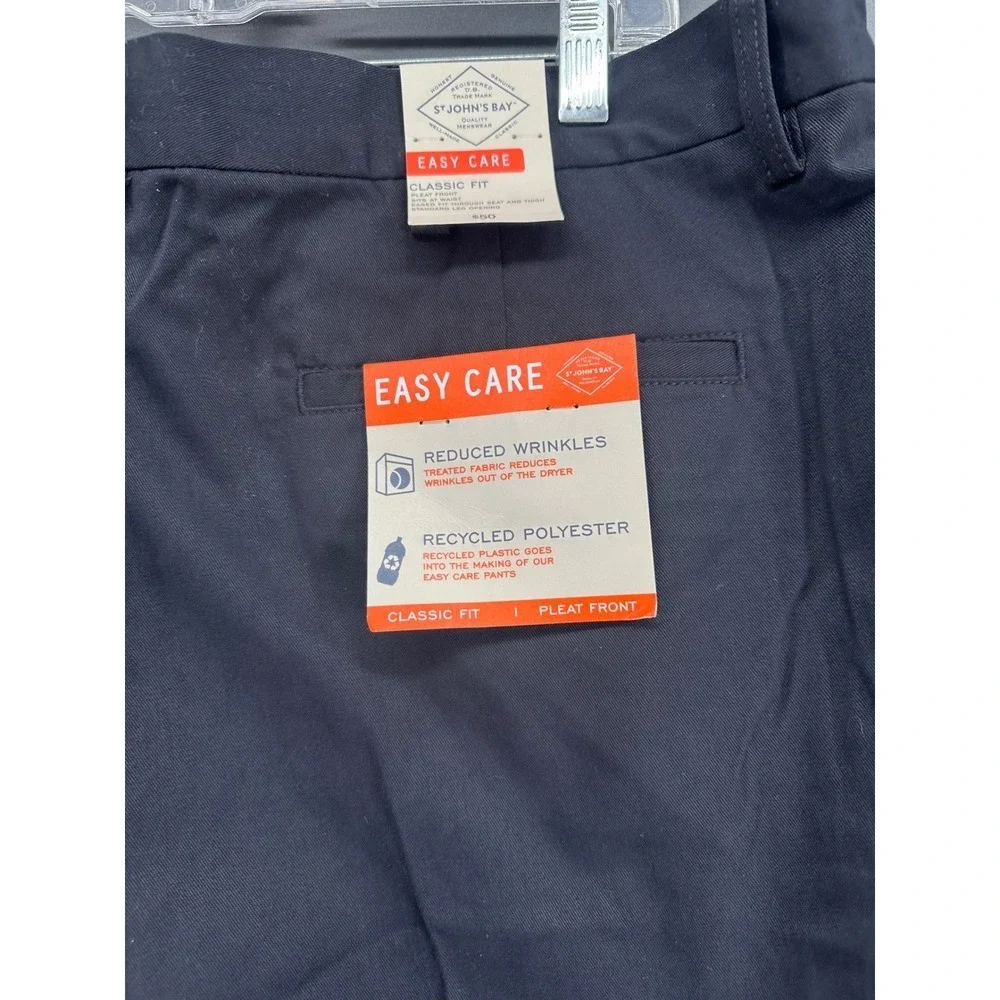 St. John's Bay Men's Black Dress Pants 40x32 Classic Fit Pleated Easy Care‎ NWT